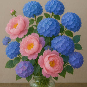 bouquet peonie e ortensie