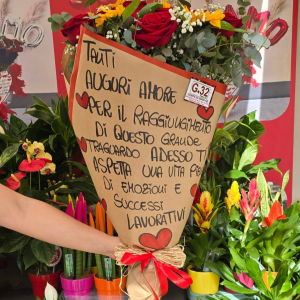 fascio personalizzato rose e girasoli